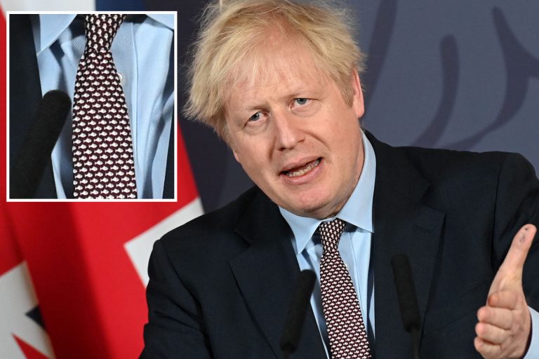 Boris Johnson ‘trolls’ EU with fish-print tie after last minute wrangling over fishing before Brexit…