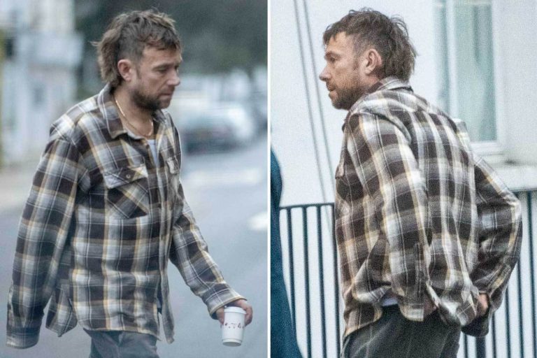 Damon Albarn looks unrecognisable with messy lockdown mullet as he runs errands in London