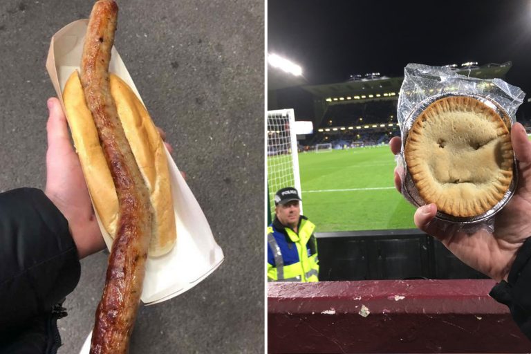 Football fans share pics of horror matchday meals including humongous hot dog and bizarre cheesy…