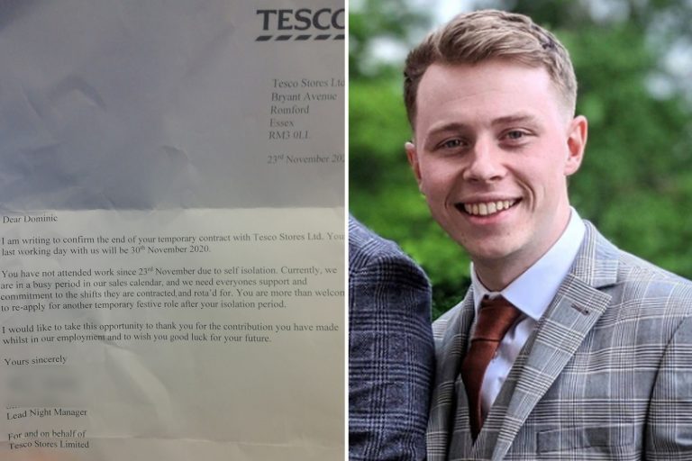 Tesco shelf stacker ‘sacked because he was forced to self-isolate’