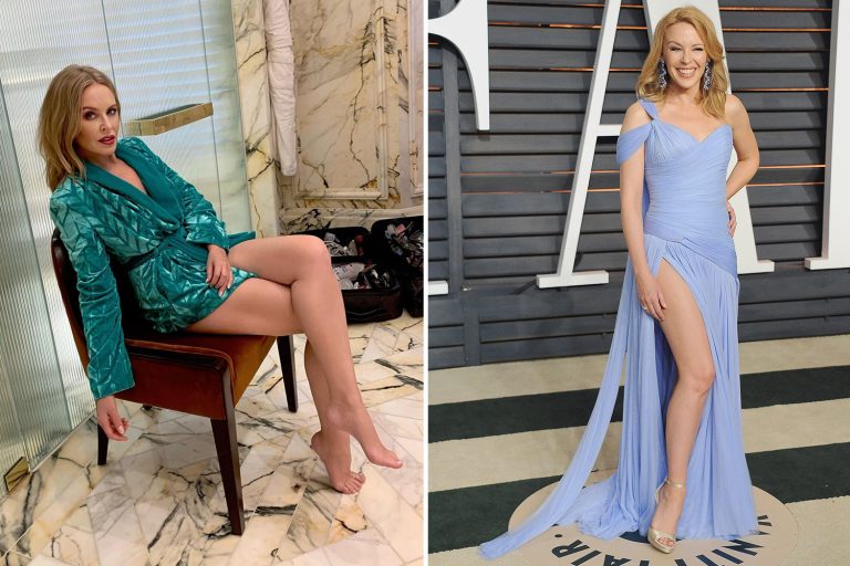 Kylie Minogue, 52, shows off her long legs as she chills out after a photoshoot
