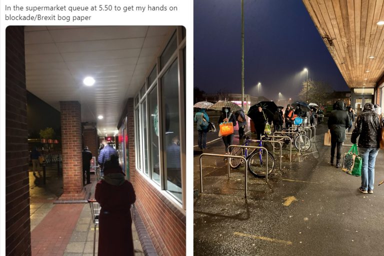 Panic-buyers queue from 5am as border chaos sparks Christmas dinner food shortage fears