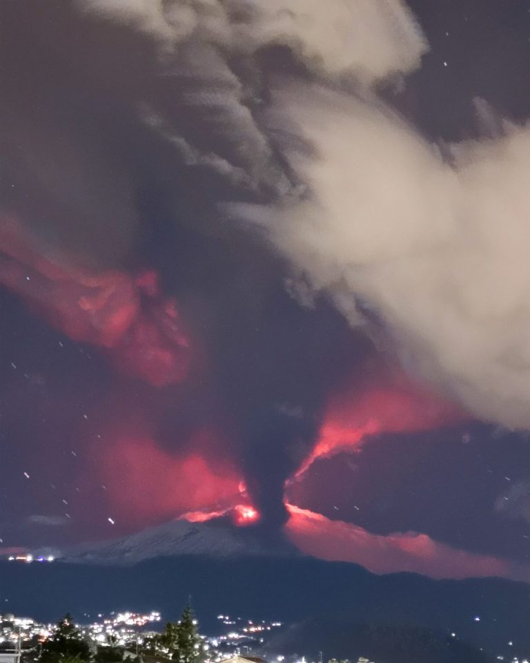 Mount Etna erupts in Sicily sending plumes of ash and spewing lava into air