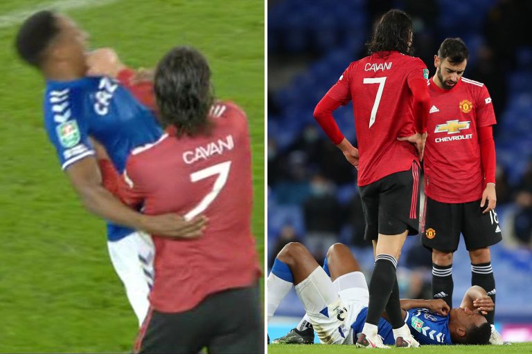 Man Utd star Edinson Cavani ‘will NOT be banned’ after appearing to throttle Everton’s Yerry Mina