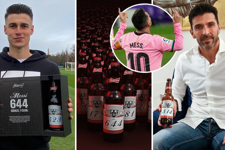 Budweiser send special edition Lionel Messi beers to goalkeepers record-breaking Barcelona legend…