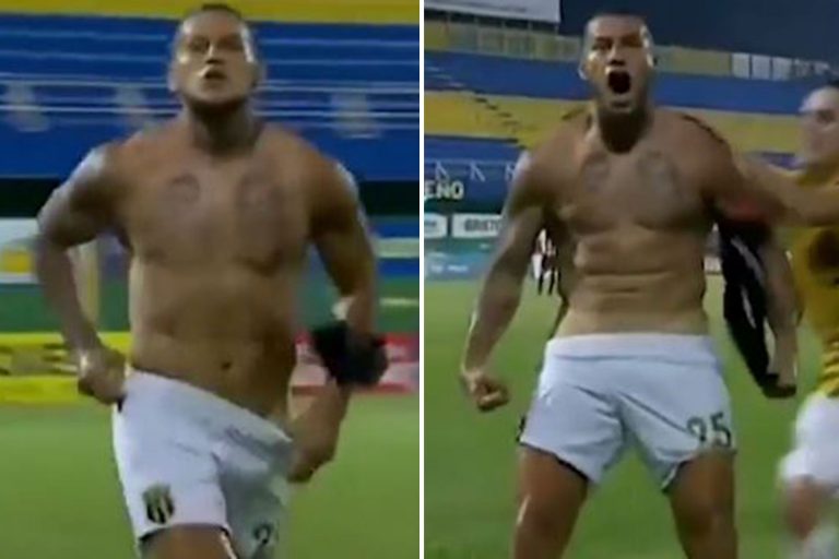 Shamed footballer flashes manhood in celebration then apologises to wife insisting ‘it’s all for…