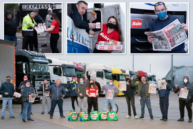 Desperate truckers stuck at Dover given food, drinks and Christmas cheer, thanks to The Sun