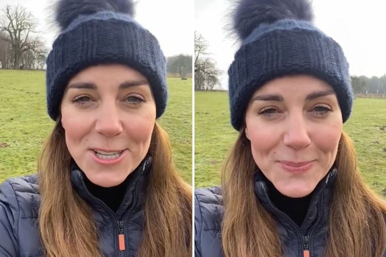 Mum-of-three Kate Middleton looks freezing in bobble hat as she urges parents to ‘look after…