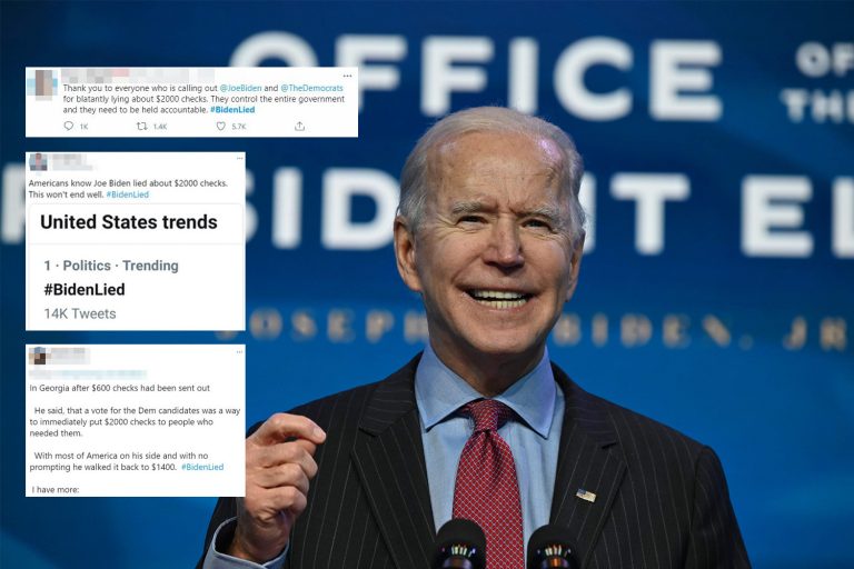 #BidenLied trends as Americans demand $2,000 stimulus checks ‘promised’ by Joe during the campaign