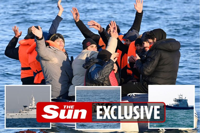 Migrants escorted across the Channel into Britain by French NAVY