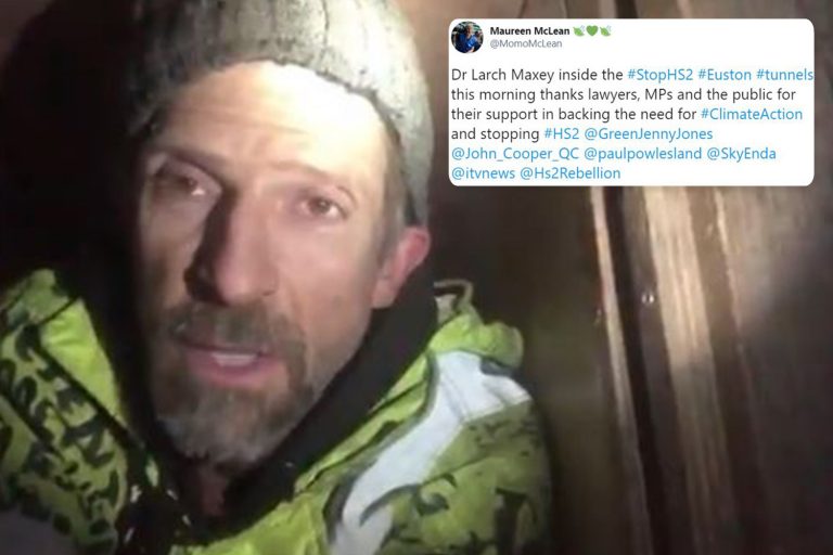 HS2 protester urges ‘let’s keep this growing’ after SIX days in underground tunnel outside Euston…