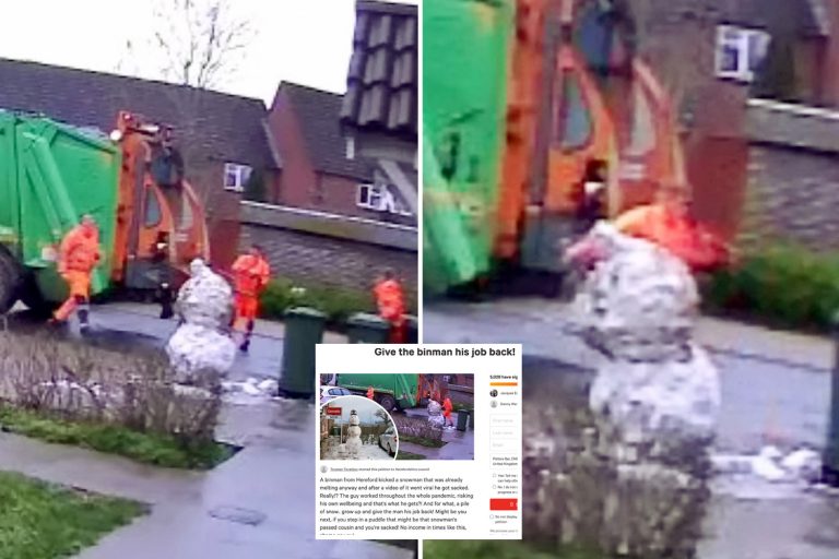 Thousands of people sign petition demanding binman sacked for kicking head off kid’s snowman is…