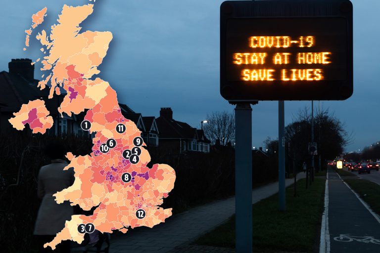 The 12 places where Covid cases have risen – is your area on the list?