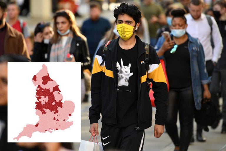 Covid map reveals shocking North-South divide as infections ‘burning quite hot’ in some areas, JVT…
