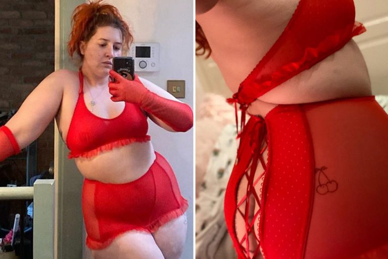 Jonathan Ross’ daughter Honey poses in see-through red lingerie as she describes her bottom as…