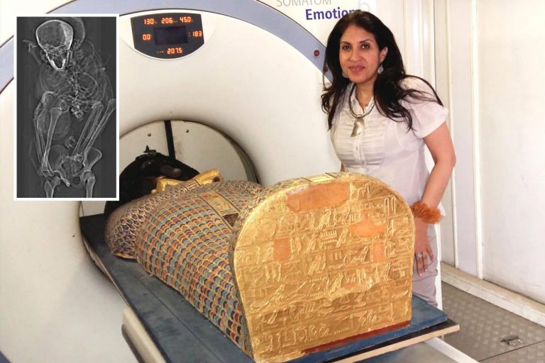 Egyptian pharaoh brutally executed on battlefield with swords, axes AND spears, battered mummy…