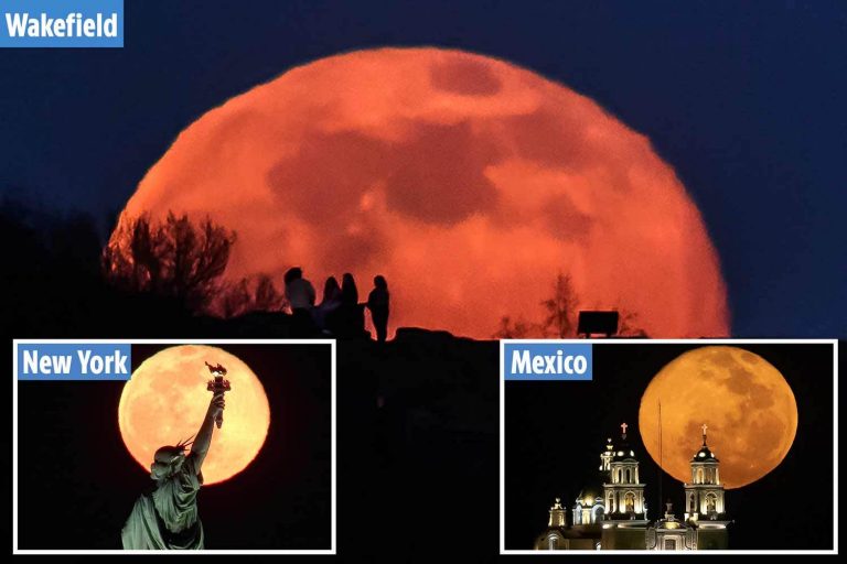 Stunning images show Snow Moon in all its glowing glory