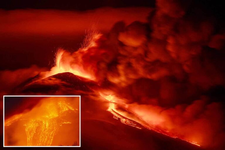 Italy’s Mount Etna spews jets of molten rock as it erupts for 13th time in a month