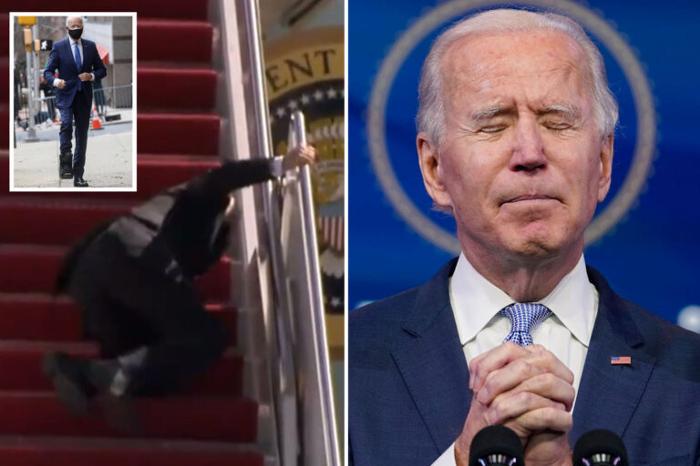 Fears for Biden’s health after falls and brain aneurysms – but White House blames Air Force One…