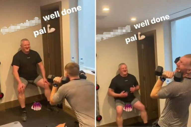 Paul Scholes ‘breaches lockdown AGAIN’ as he laughs at mate adjusting his ‘plums’ as they work out…