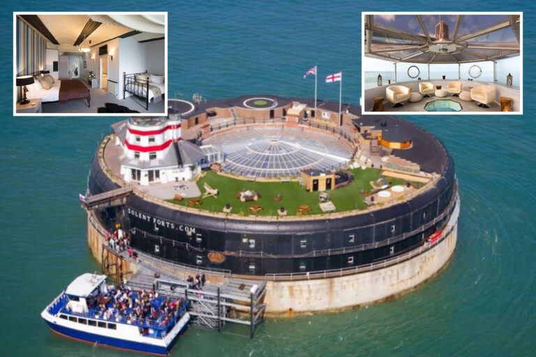 Incredible 23-bedroom military fort off coast of Isle of White complete with helipad and saunas for…