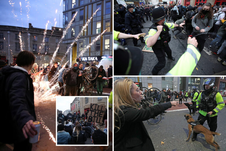 ‘Kill the Bill’ protesters clash with police over plans to give cops more powers to tackle…