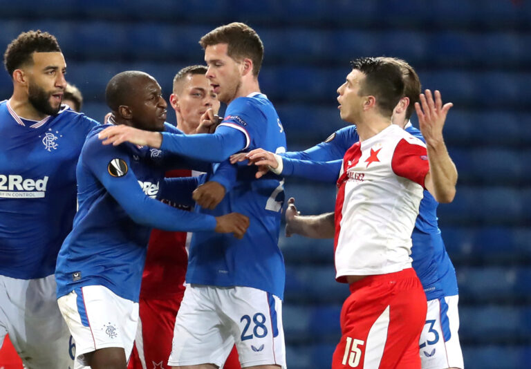 Slavia Prague keeper appears to CONFIRM racist abuse aimed at Rangers star Glen Kamara in…