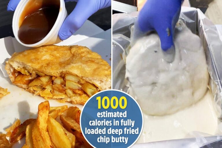 Chip shop customers queueing around the street for 1,000-calorie deep fried butty