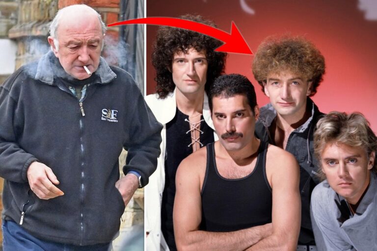 Queen bassist John Deacon, 69, puffs on a cigarette while out on a stroll in London
