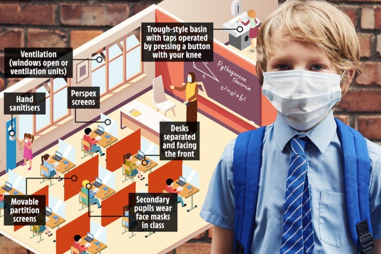Schools re-opening: How Covid-safe classrooms will look with face masks and screens separating desks…