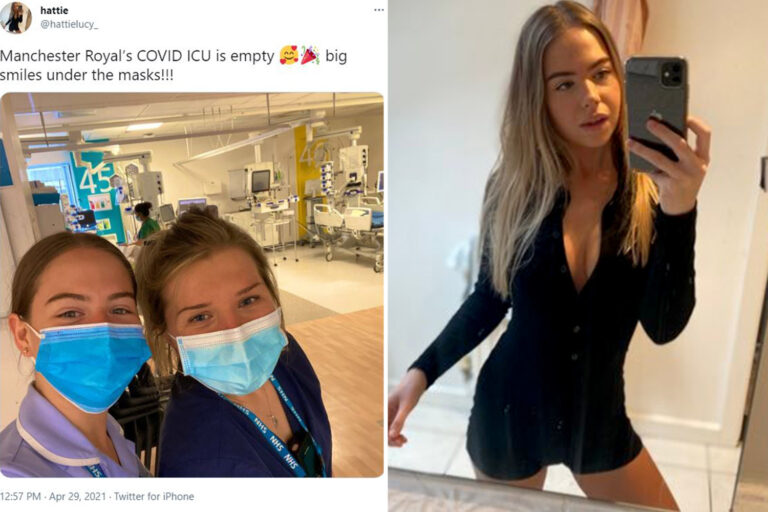 Nurses beam behind their masks as ICU ward is EMPTY for first time in months