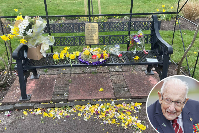 Thoughtless yobs rip out flowers and deface Captain Tom plaque at Covid memorial as locals slam…