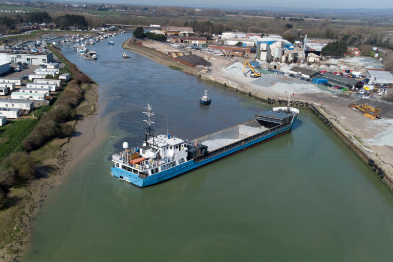 Britain’s own Suez Canal fiasco as 80-metre cargo ship gets stuck in Littlehampton Harbour