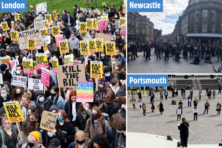 Thousands of Kill the Bill protesters march in cities across the UK despite police warnings to stay…
