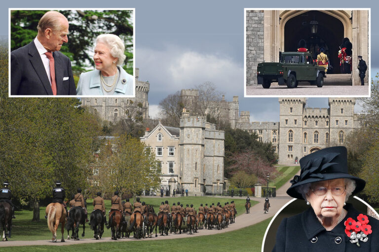 The grieving Queen will pause to gaze on Prince Philip’s coffin as it is lowered to its final…