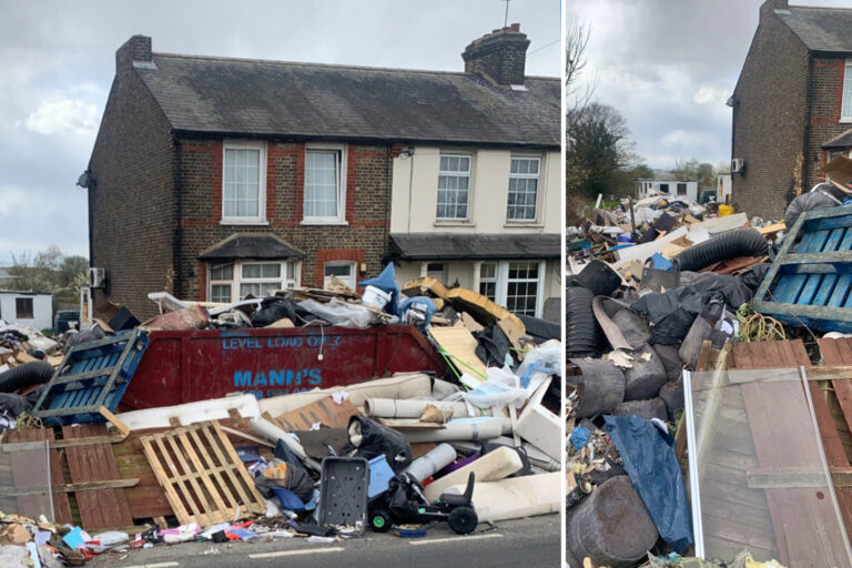 Neighbour’s fury at 6ft mountain of rubbish dumped in garden as son ‘advertises his cottage as…