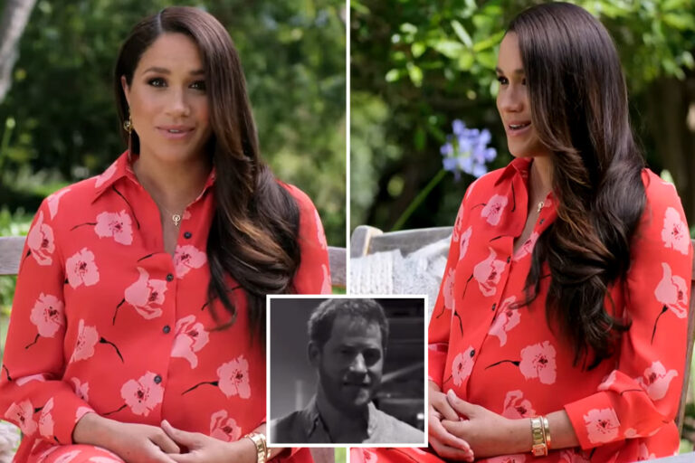 Pregnant Meghan Markle shows off baby bump in Vax Live speech in first TV appearance since Oprah…