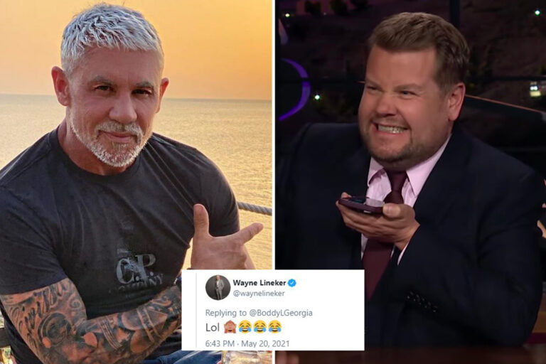James Corden mocked after mistaking Wayne Lineker for a lonely old man in spoof post