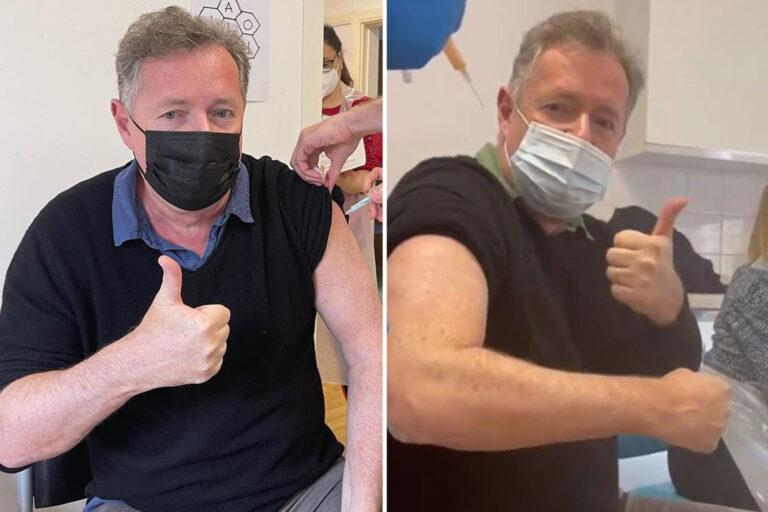 Piers Morgan celebrates as he gets his second vaccination just days after slamming anti-vaxxers