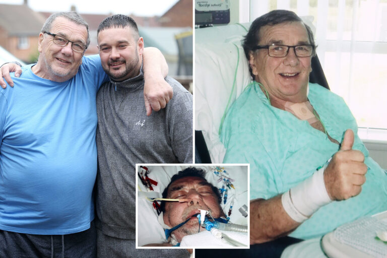 Hero son with no first aid training saves his dad’s life by copying TV paramedics after collapsing…