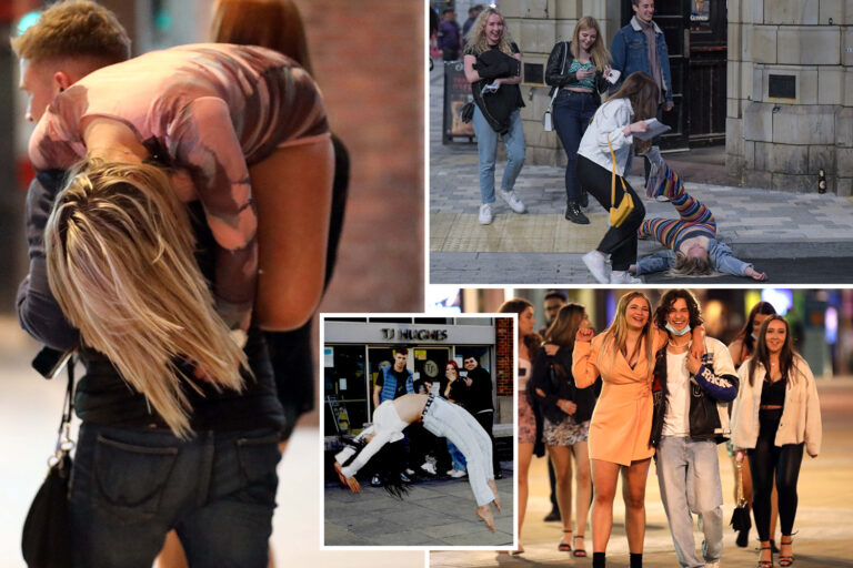 Bank Holiday: Booze-fuelled revellers hit the town for Friday night fun as weekend begins with a…