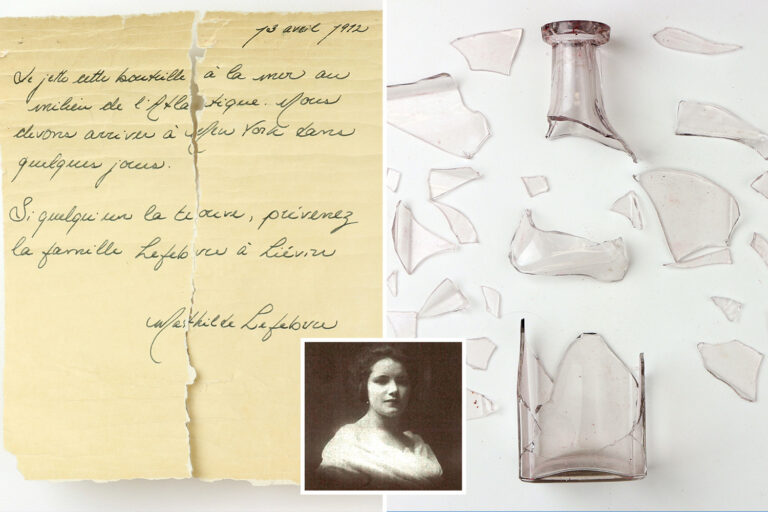 Message in a bottle ‘thrown from deck of the Titanic’ by girl, 12, and found 105 years later leaves…