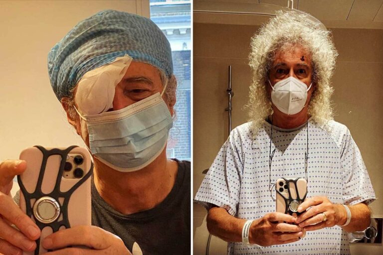 Brian May, 73, undergoes surgery on his eye as he scares fans ‘to death’ with hospital selfies