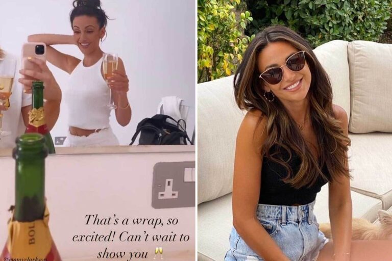 Michelle Keegan cracks open champagne for midweek celebrations with her make-up artist pal