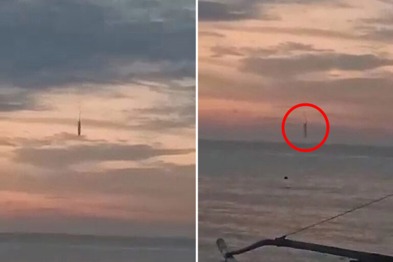 Mystery as anchor-shaped UFO leaves trail of smoke before crashing into sea off Indonesia