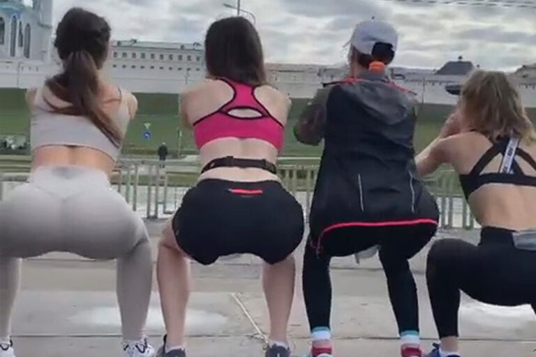 Fury as female runners do squats in tight leggings in front of MOSQUE during ‘provocative’ warm-up
