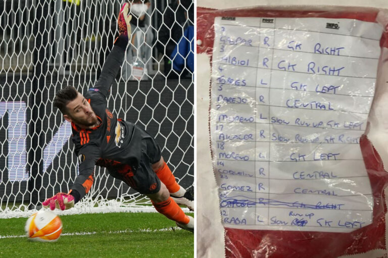 David De Gea IGNORED Man Utd keeper coach penalty notes that would have won Europa League in…