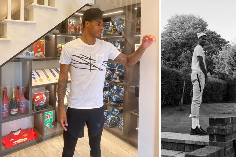 Marcus Rashford shows off amazing trophy cabinet with Man Utd silverware, England caps and his MOTM…