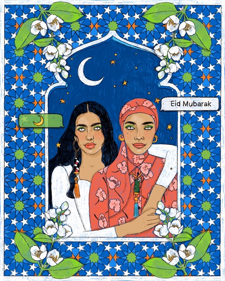 Arab artist Nourie Flayan collaborates with luxury label Carolina Herrera on Eid illustrations