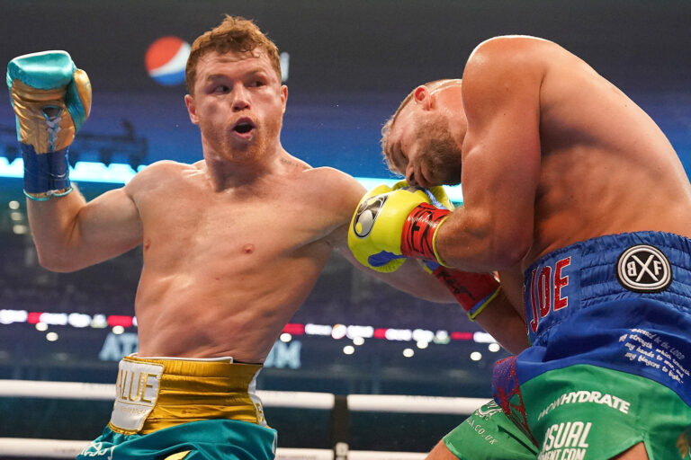 Billy Joe Saunders rushed to hospital with broken eye socket after quitting on stool during Canelo…